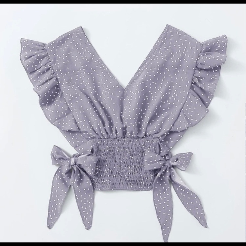Plus polka dot ruffle trim tie side